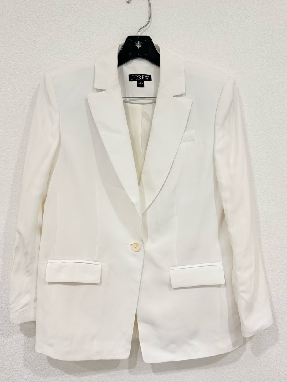 J.Crew Tuxedo Blazer In Drapey Viscose White Women's Size 00 - Picture 2 of 5